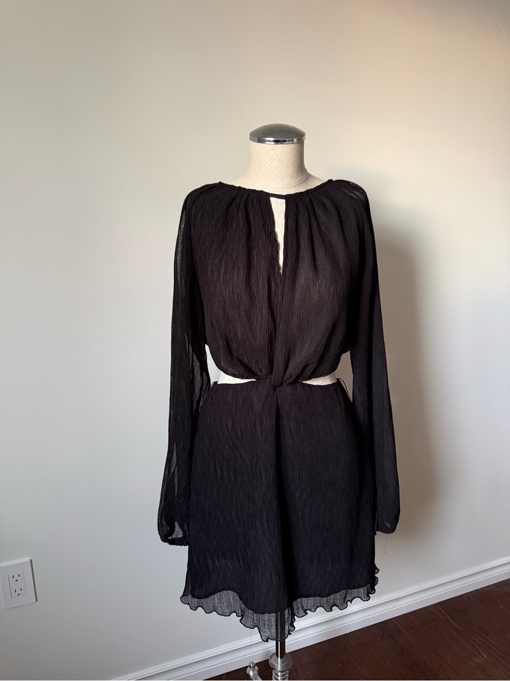 Papermoon Black Long-Sleeve Cutout Mini Dress